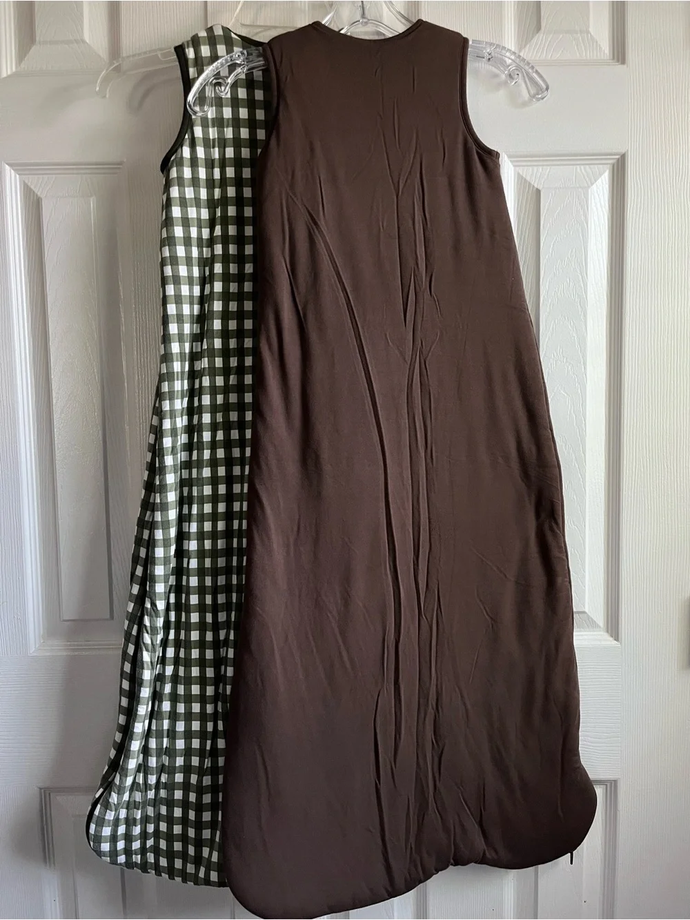 Bundle of 2 Kyte Baby Sleep Bags Sack Brown & Green Check Large 1.0 TOG, 2.5 TOG